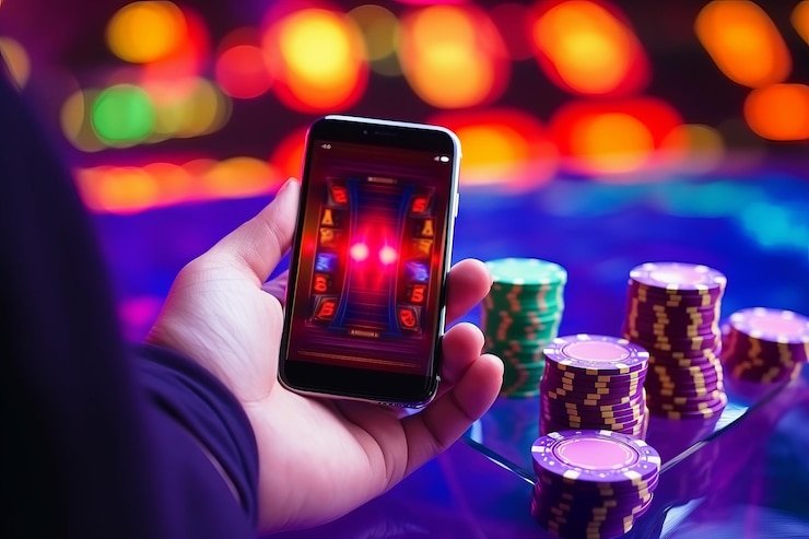 Mobile phone displaying vintogel login live-dealer interface with low-data streaming